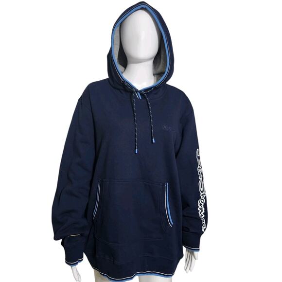Ben Sherman Mens Fleece Spellout Logo‎ Hoodie Sweatshirt Navy Blue XL - Picture 3 of 9